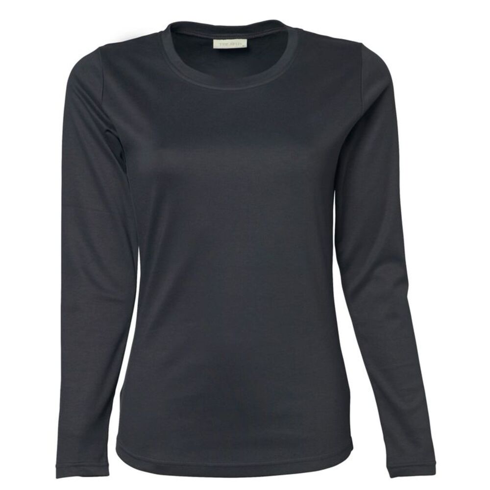 Tee Jays Womens/Ladies Interlock Plain Long Sleeve Top T-Shirt Tee Sizes  / Dark